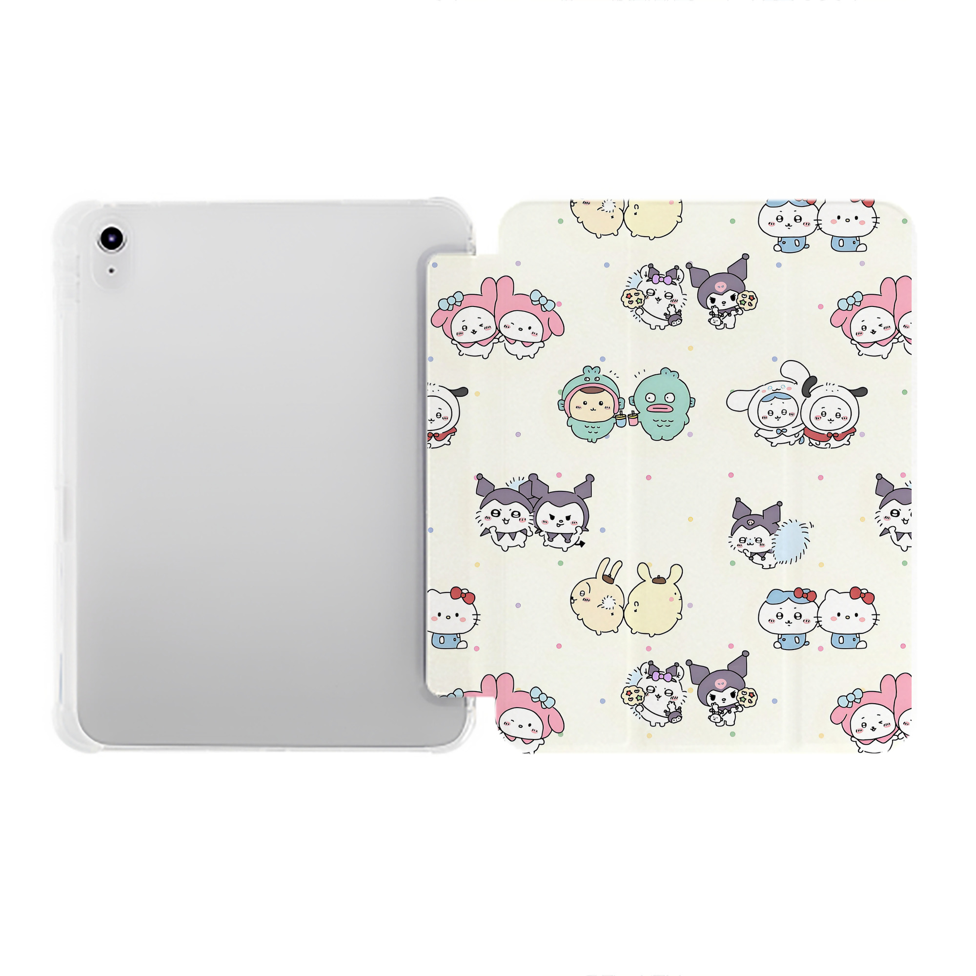 （画像用） ちいかわ Chii-kawa IPad ケース ペン収納付き 三つ折りスタンド PUレザー×シリコン 対応機種9.5/10.5/10.9インチ